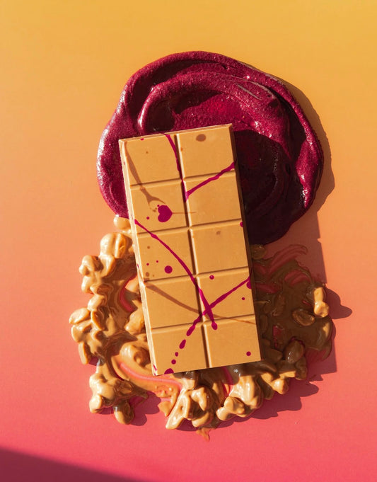 Luxury Jam & Go Nuts Blondie Chocolate Bar – Peanut Butter & Berry Jam x1 Chocolate Bar